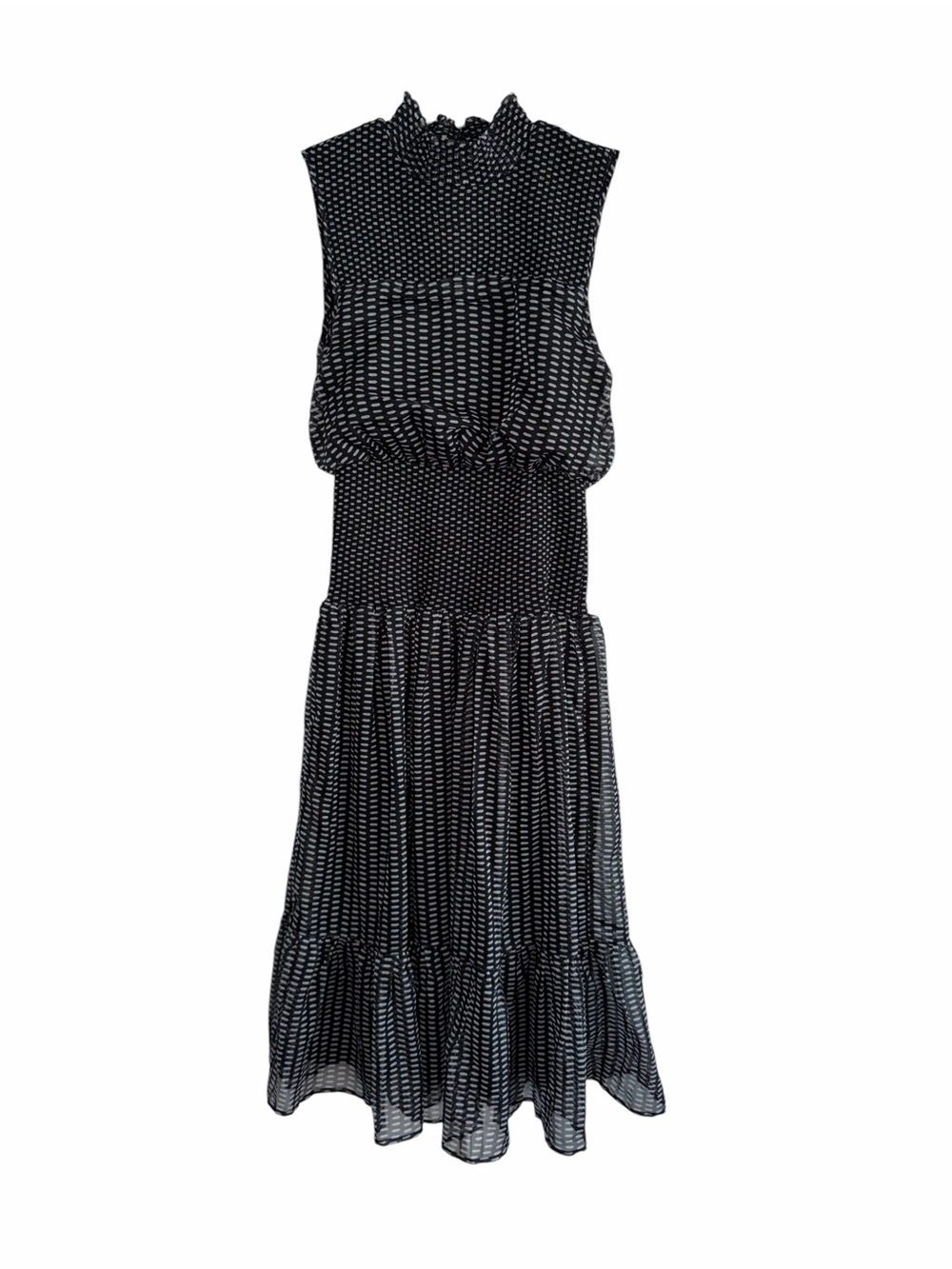 Area Star Mock Neck Sleeveless Smocked Midi Dress in Black size M NWT - Picture 2 of 11